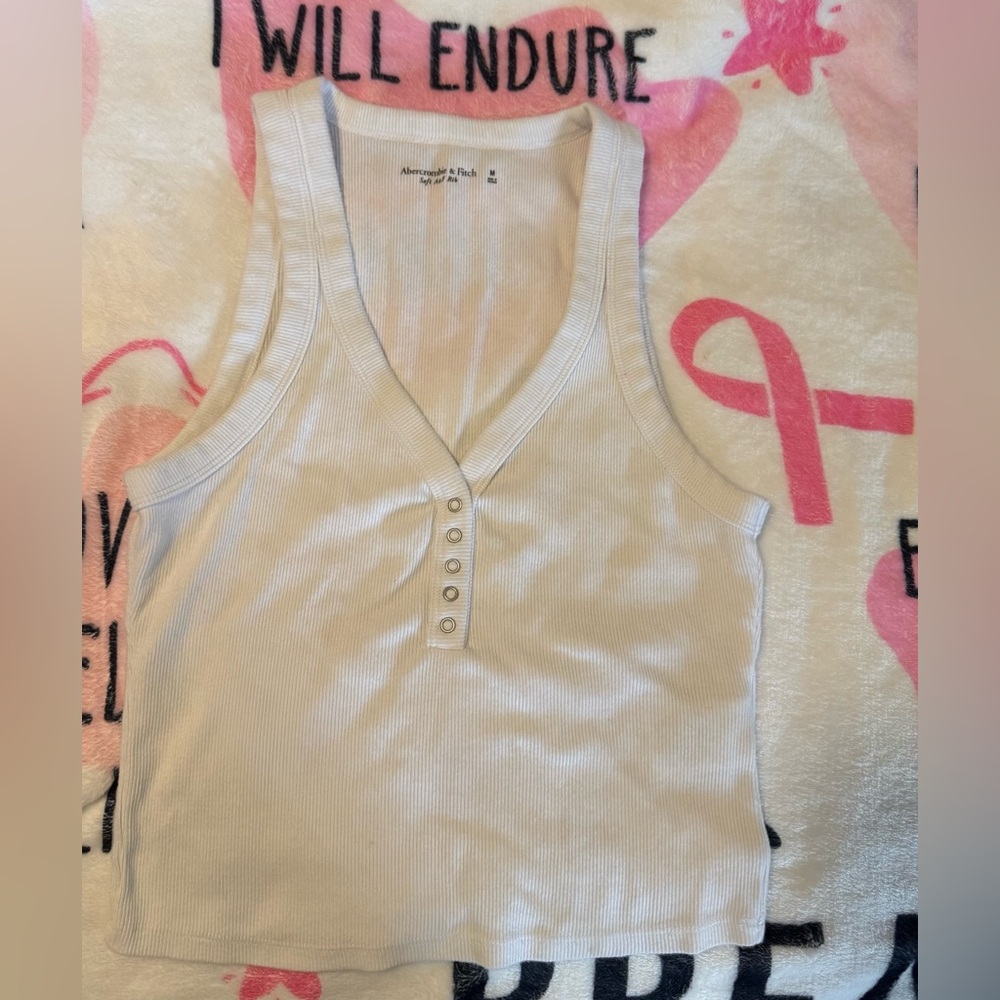 Abercrombie & Fitch Cream Sleeveless Top with Button Accents